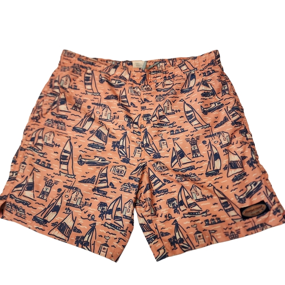 Vinyard Vines Mens Pink Boats Swim Trunks Size XS